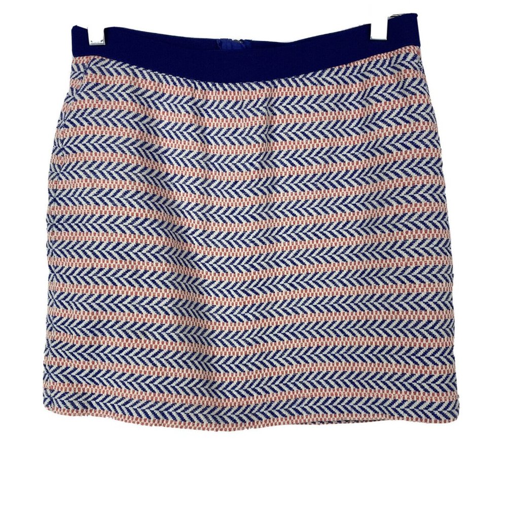 Gap 2R Skirt Mini Knit Chevron Striped Blue Orange